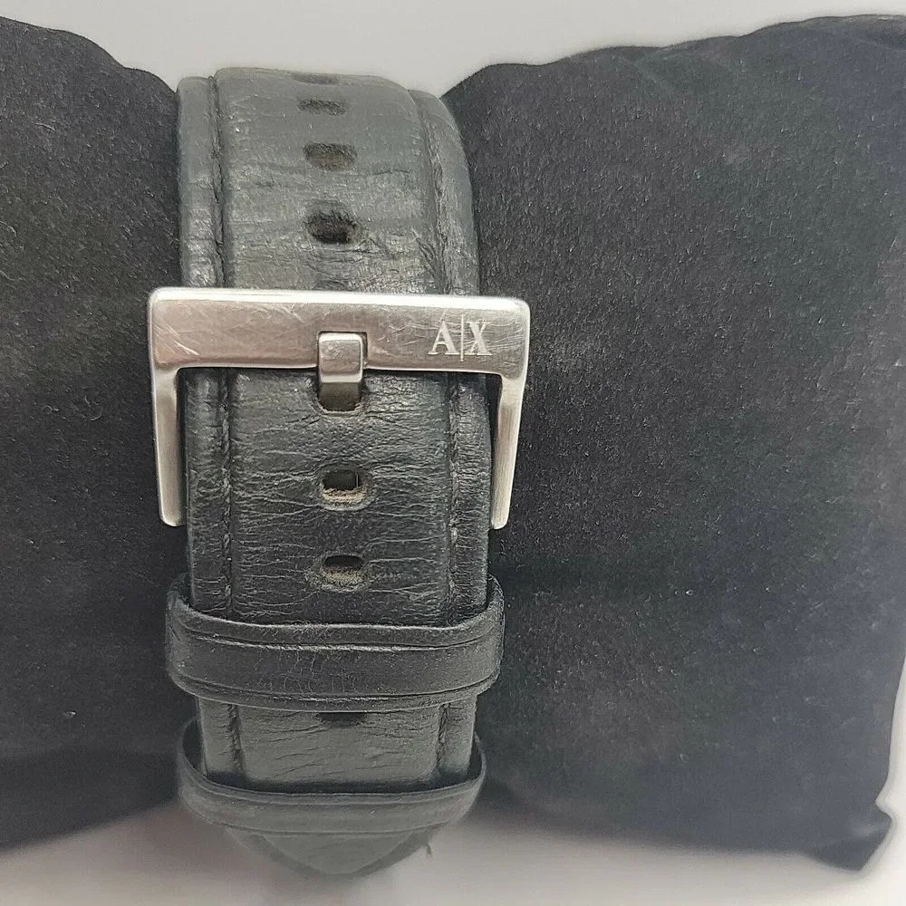 Armani Exchange AX2165 Men's Black Leather Analog Dial Quartz Wrist Watch BC607